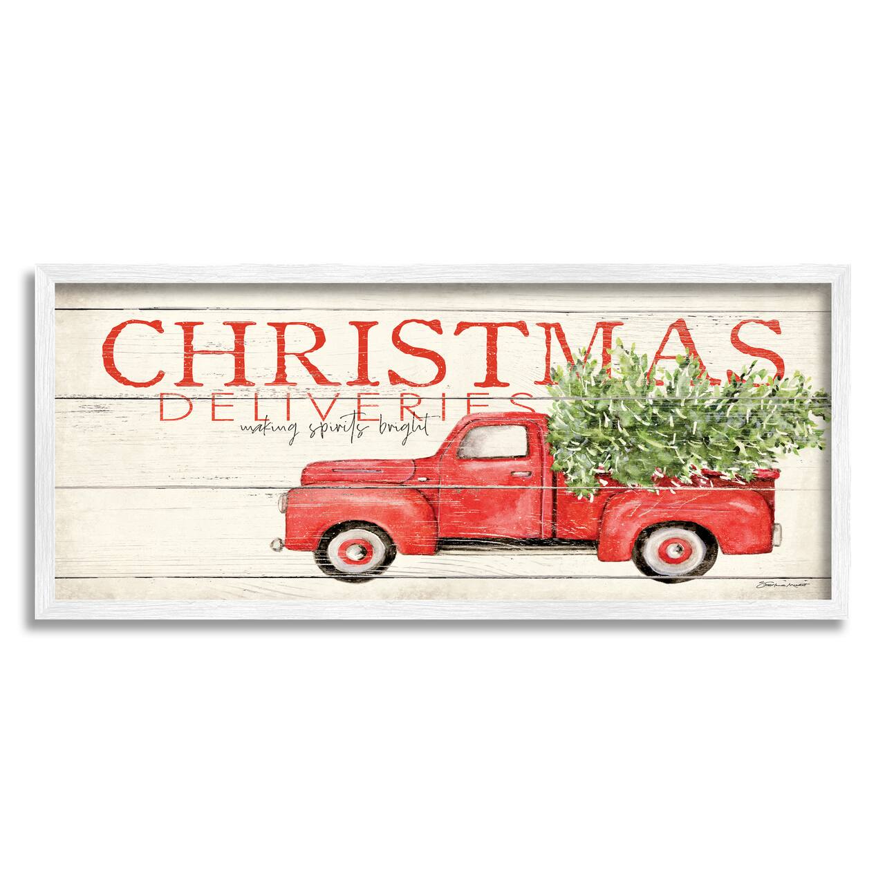 Stupell Industries Christmas Deliveries Red Truck Framed Giclee Art